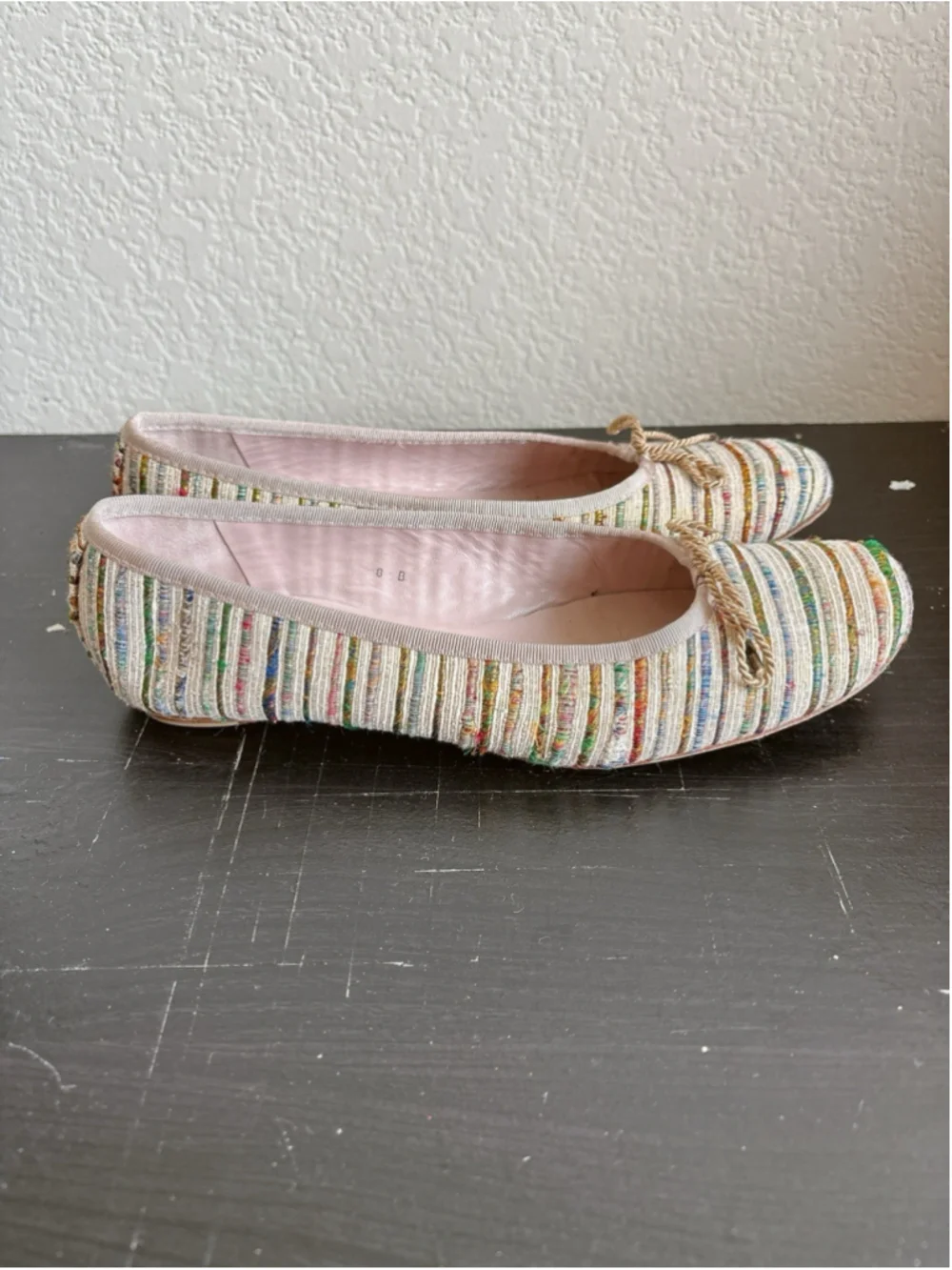 Paul Mayer Attitudes Ballet Flats Sz 8B Multicolor Woven Spain Vero Cuoio Bow